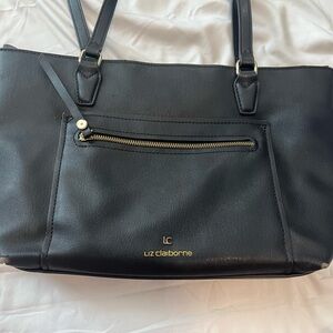 Liz Claiborne Black Tote with Gold Accents